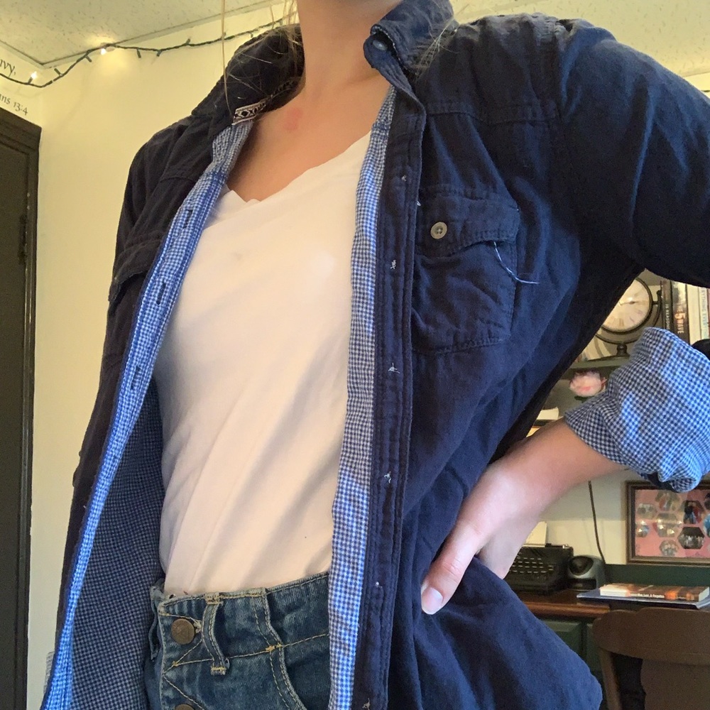 Navy Hollister Flannel Size M